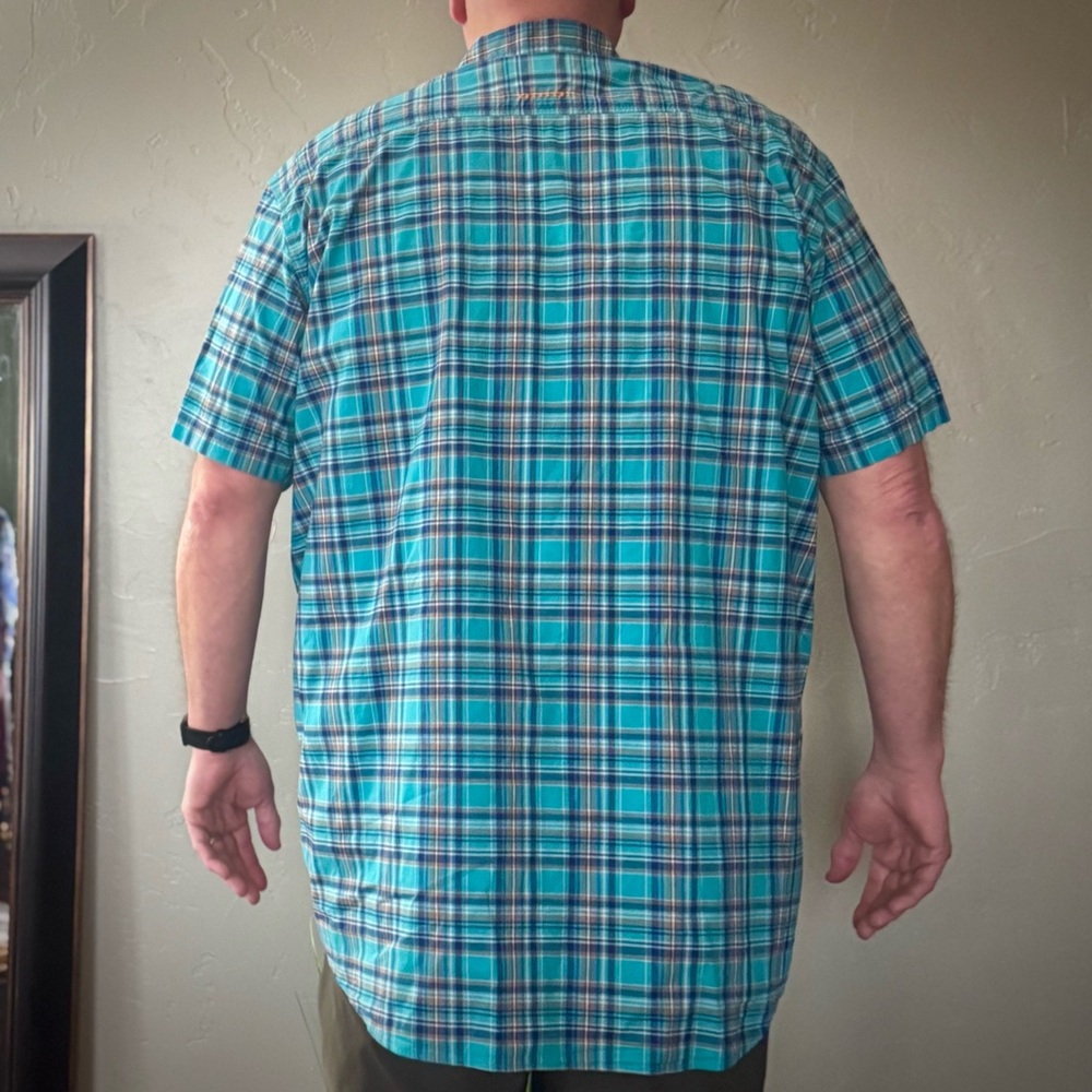 Ariat Rebar Made Tough Men's Blue Plaid Short Sleeve Tall Button Up Dress Shirt - Picture 3 of 8